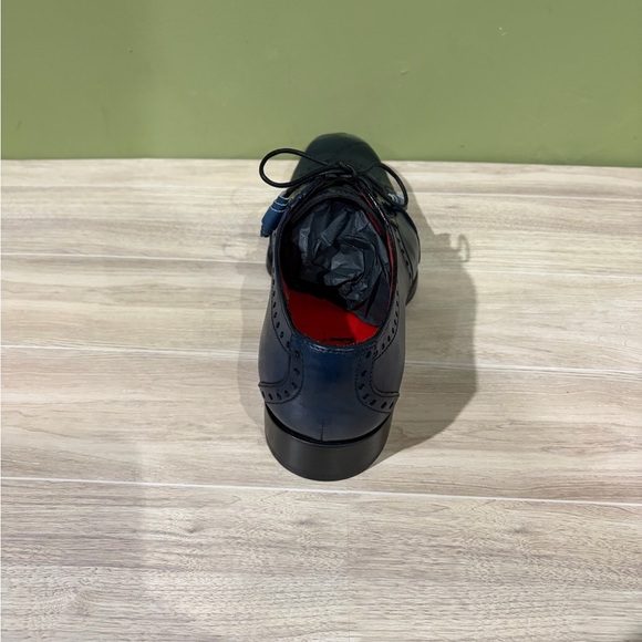 Fennix Italy Elegant dress shoes Navy Leather calf/gator Oxfords - Picture 4 of 5